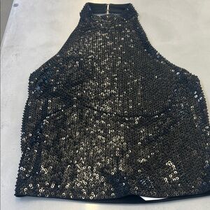 Black Sequin Halter Top